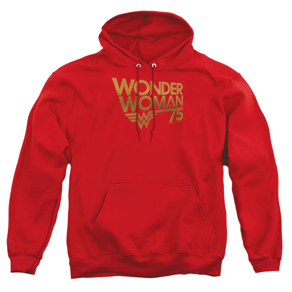 Wonder Woman Wonder Woman 75Th Anniversary Gold Logo Mens Hoodie Red Officially Licensed
