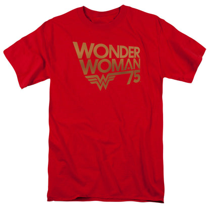 Wonder Woman Wonder Woman 75Th Anniversary Gold Logo Mens T Shirt Red Officially Licensed