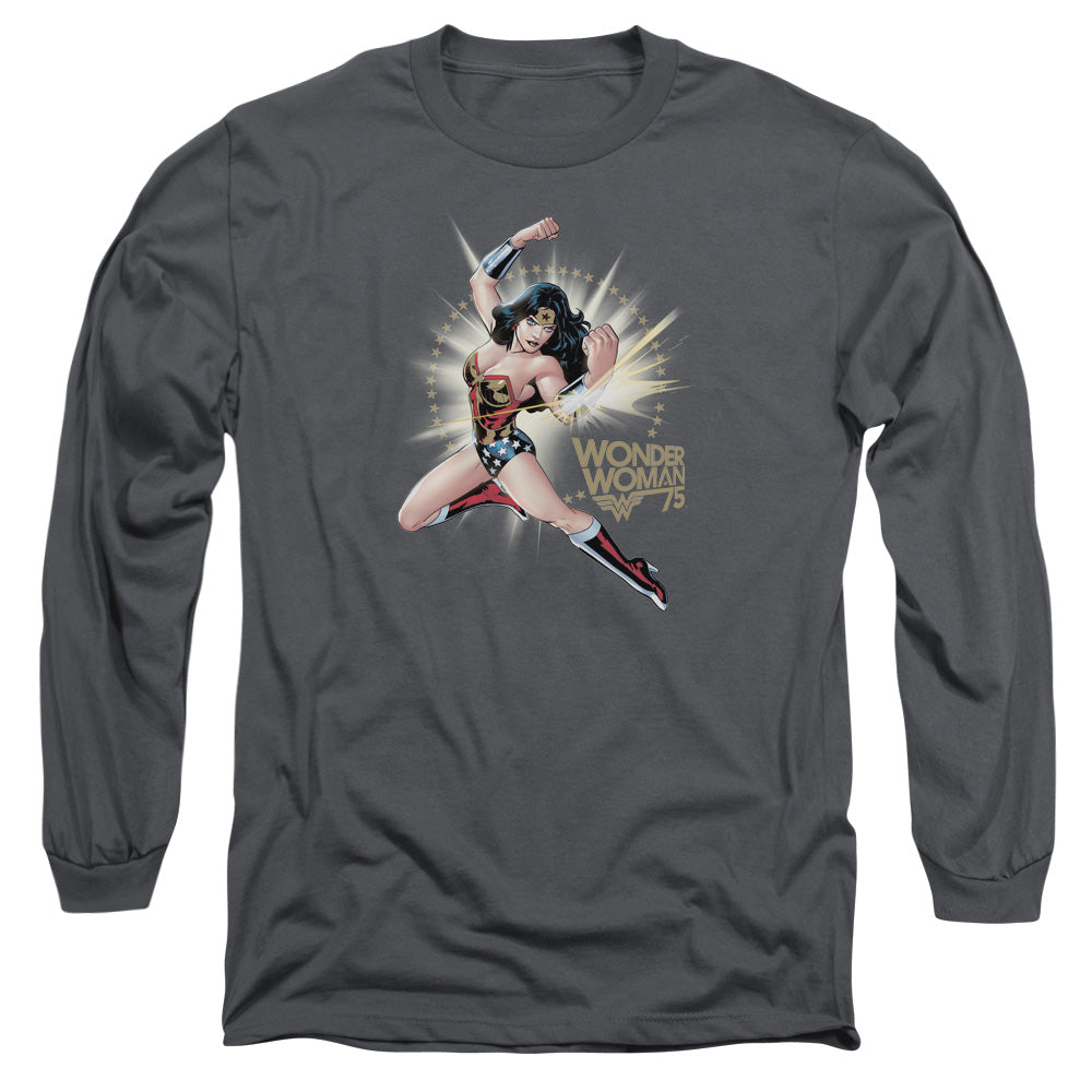 Wonder Woman Ww75 The Bracelets Of Submission Mens Long Sleeve Shirt Charcoal Officially Licensed