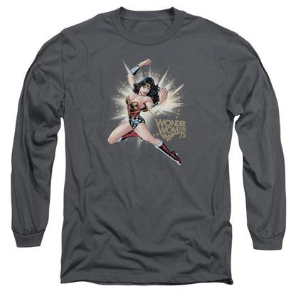 Wonder Woman Ww75 The Bracelets Of Submission Mens Long Sleeve Shirt Charcoal Officially Licensed
