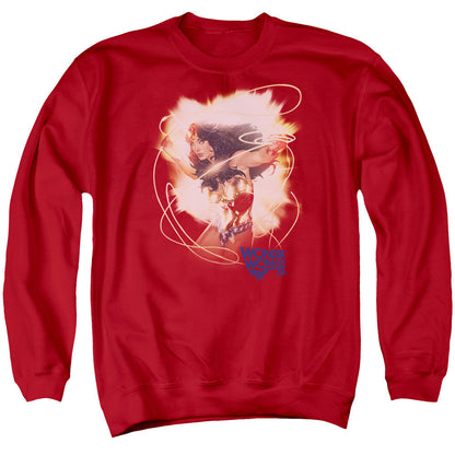 Wonder Woman 75Th Burst Mens Crewneck Sweatshirt Red Officially Licensed