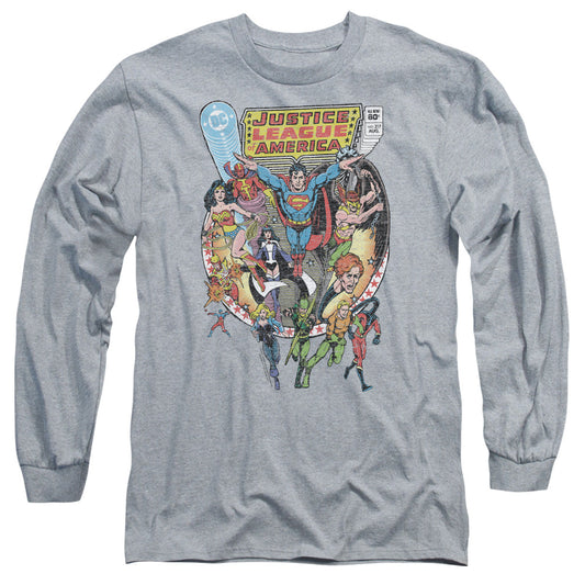 Justice League Team Up Mens Long Sleeve Shirt Athletic Heather Officially Licensed