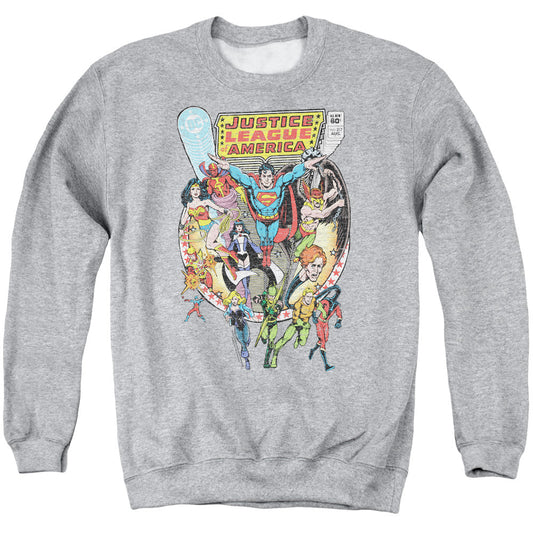 Justice League Team Up Mens Crewneck Sweatshirt Athletic Heather Officially Licensed