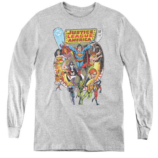 Justice League Team Up Long Sleeve Kids Youth T Shirt Athletic Heather Officially Licensed
