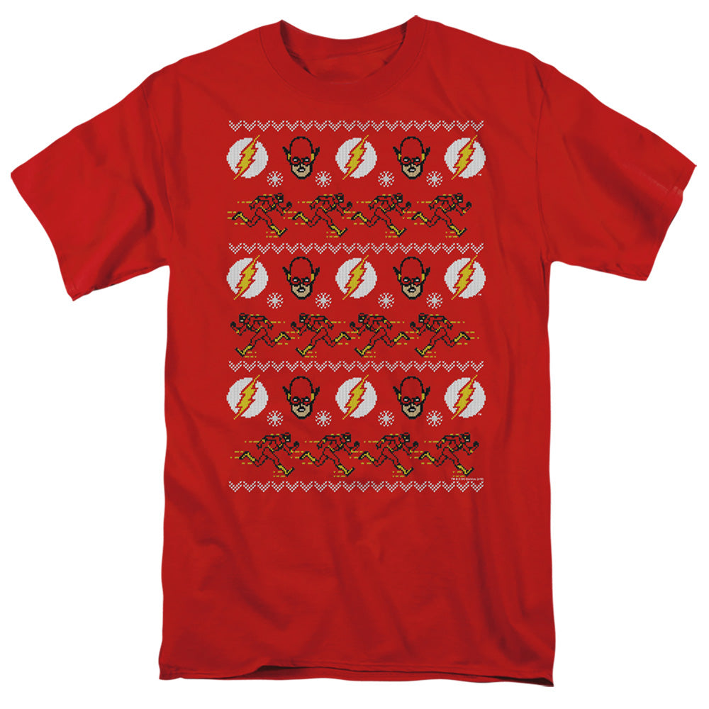 Dc Flash The Flash Ugly Christmas Sweater 
 Mens T Shirt Red Officially Licensed