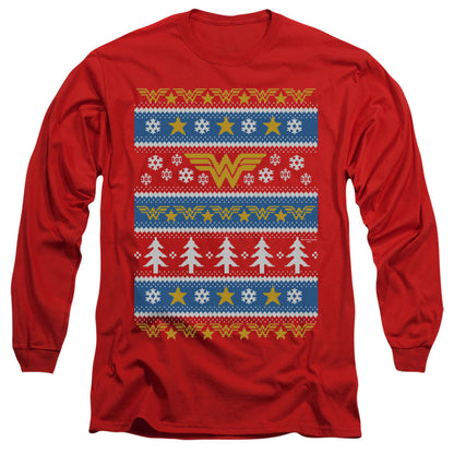 Dc Wonder Woman Wonder Woman Christmas Sweater 
 
 Mens Long Sleeve Shirt Red Officially Licensed Officially Licensed