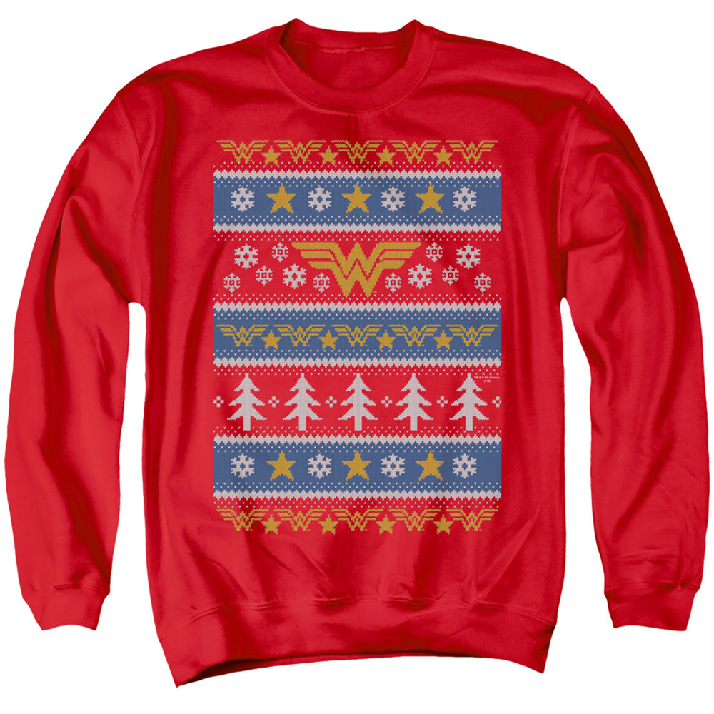 Dc Wonder Woman Wonder Woman Christmas Sweater Mens Crewneck Sweatshirt Red Officially Licensed