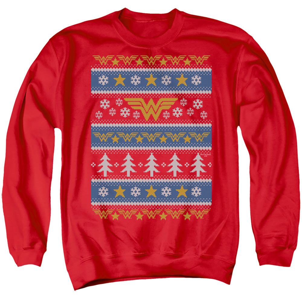 Dc Wonder Woman Wonder Woman Christmas Sweater Mens Crewneck Sweatshirt Red Officially Licensed