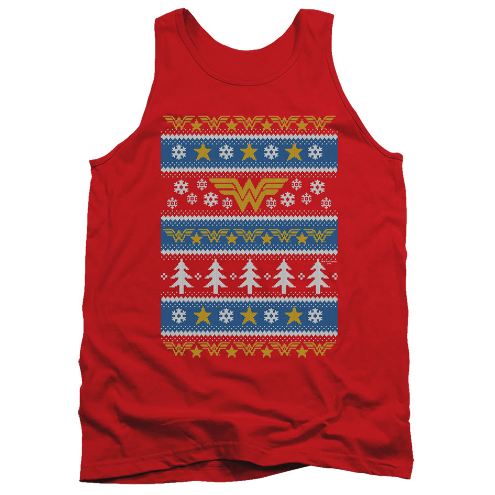 Dc Wonder Woman Wonder Woman Christmas Sweater Mens Tank Top Shirt Red Officially Licensed