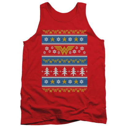 Dc Wonder Woman Wonder Woman Christmas Sweater Mens Tank Top Shirt Red Officially Licensed