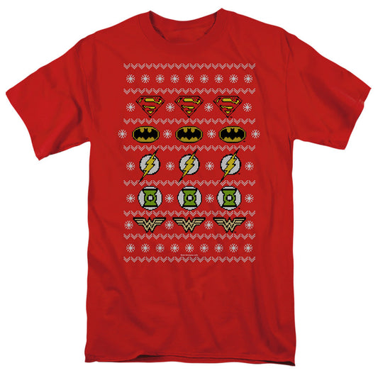 Justice League Of America Justice Shields Christmas Sweater 
 
 Mens T Shirt Red Officially Licensed