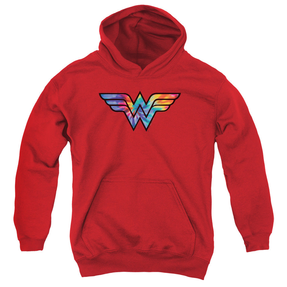 Wonder Woman Wonder Woman Tie Dye Logo Kids Youth Hoodie Red Officially Licensed