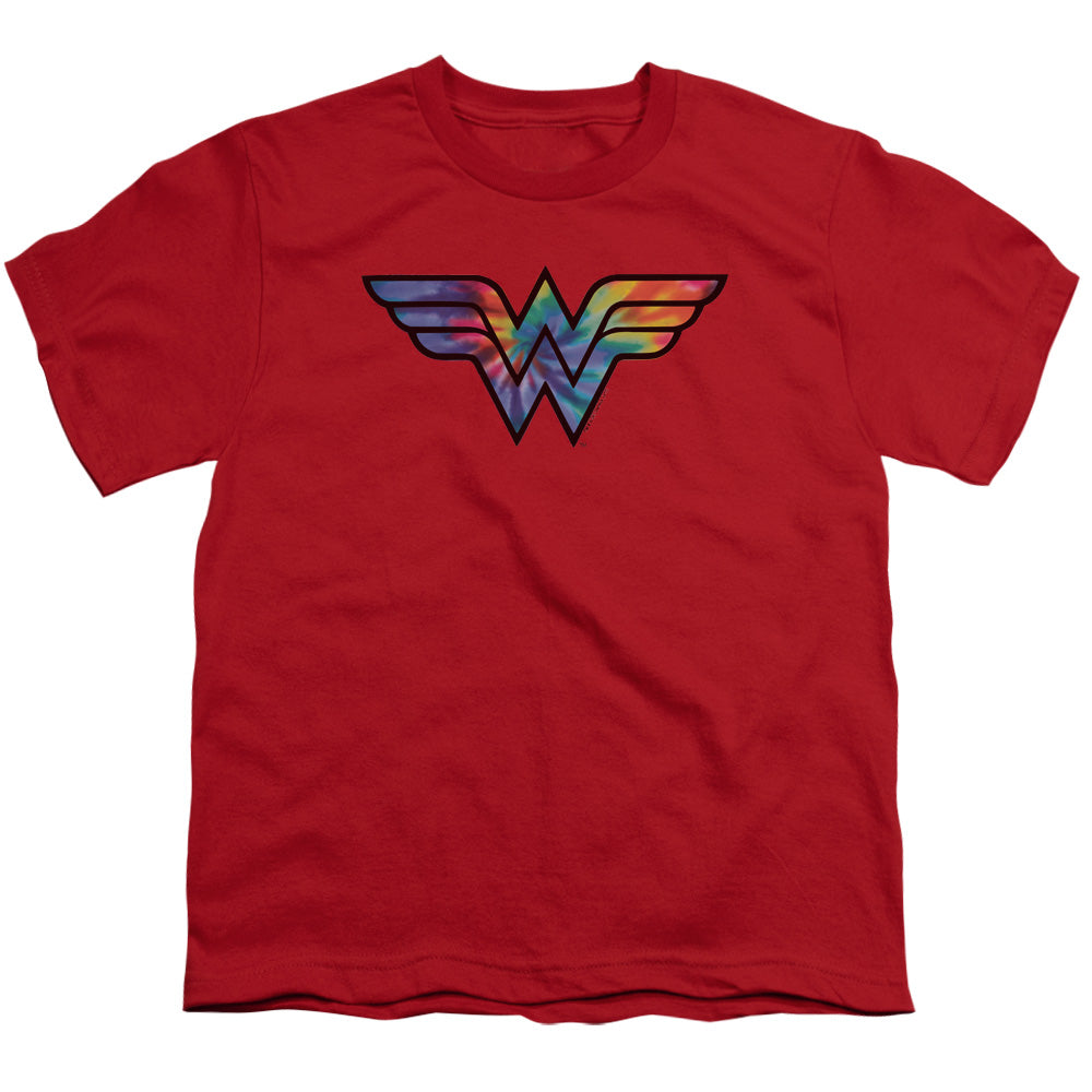 Wonder Woman Wonder Woman Tie Dye Logo Kids Youth T Shirt Red Officially Licensed