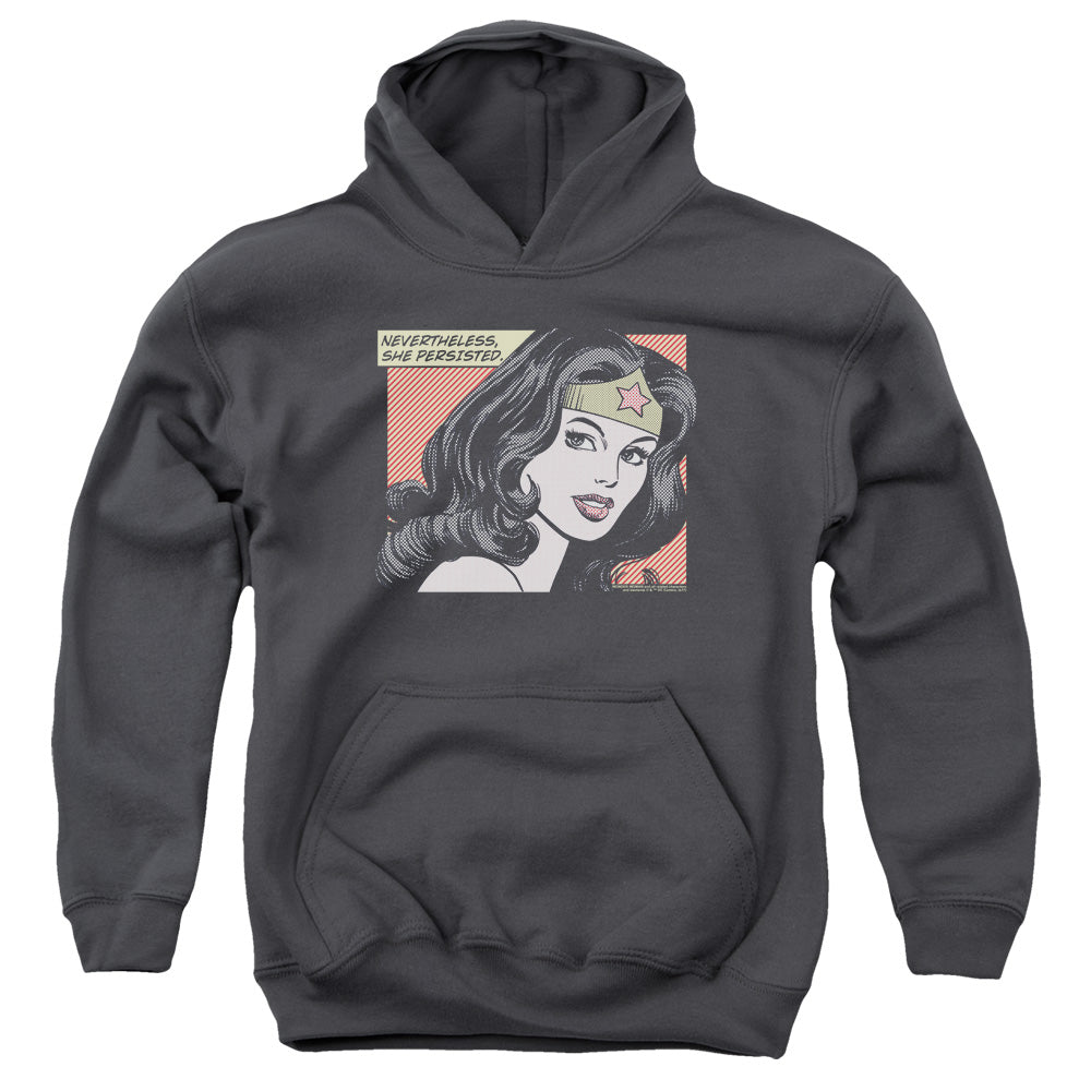 Wonder Woman She Persisted Kids Youth Hoodie Charcoal Officially Licensed