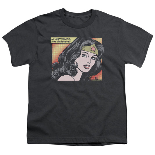 Wonder Woman She Persisted Kids Youth T Shirt Charcoal Officially Licensed