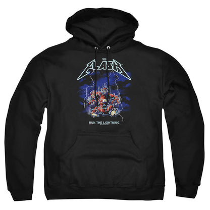 Dc Flash Run The Lightning Mens Hoodie Black Officially Licensed