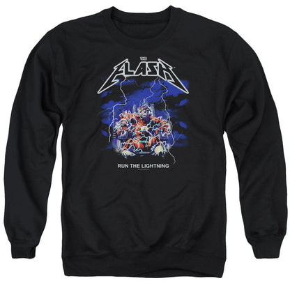 Dc Flash Run The Lightning Mens Crewneck Sweatshirt Black Officially Licensed