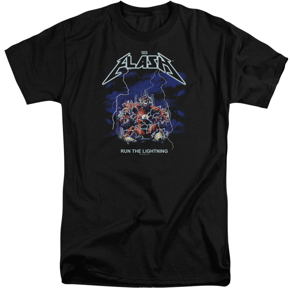Dc Flash Run The Lightning Mens Tall T Shirt Black Officially Licensed