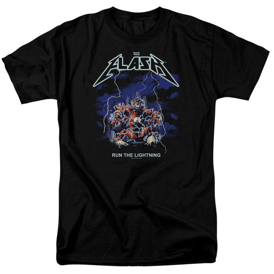Dc Flash Run The Lightning Mens T Shirt Black Officially Licensed