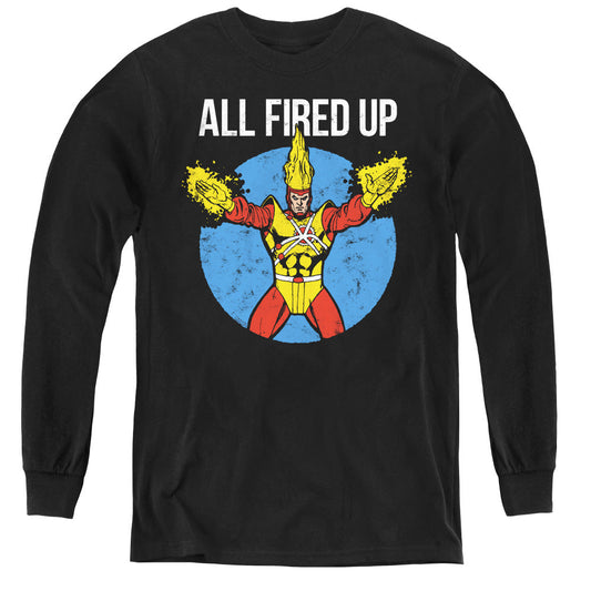 Justice League Firestorms Party Long Sleeve Kids Youth T Shirt Black Officially Licensed