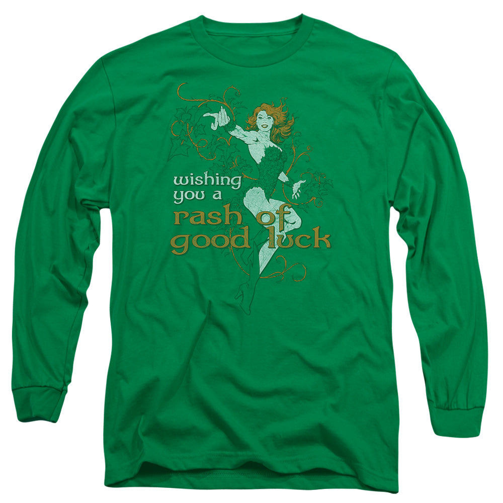 Justice League Rash of Good Luck Mens Long Sleeve Shirt Kelly Green Officially Licensed