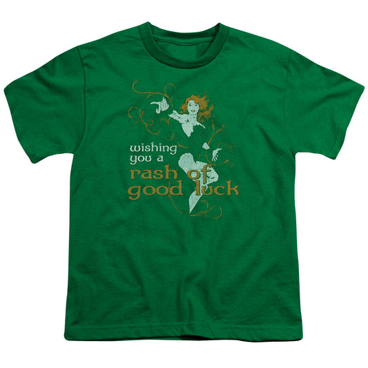 Justice League Rash of Good Luck Kids Youth T Shirt Kelly Green Officially Licensed