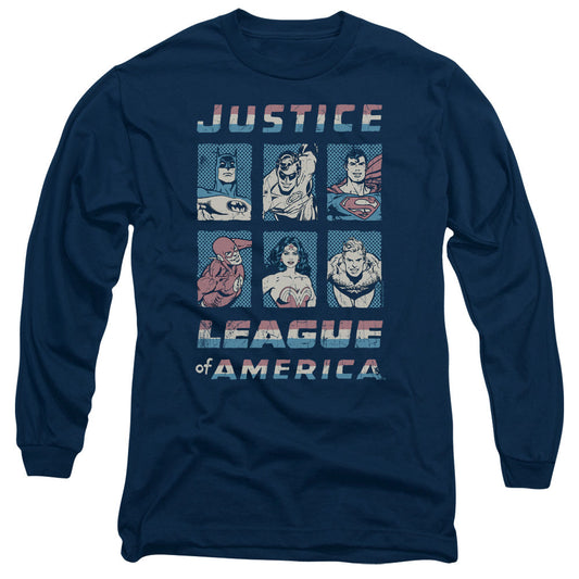 Justice League American League Mens Long Sleeve Shirt Navy Blue Blue Officially Licensed