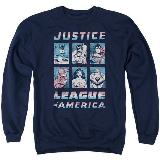 Justice League American League Mens Crewneck Sweatshirt Navy Blue Blue Officially Licensed