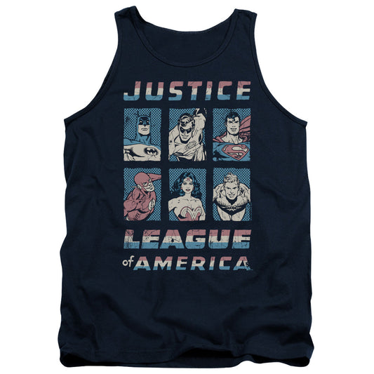 Justice League American League Mens Tank Top Shirt Navy Blue Blue Officially Licensed