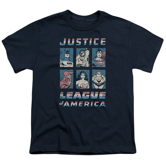 Justice League American League Kids Youth T Shirt Navy Blue Blue Officially Licensed