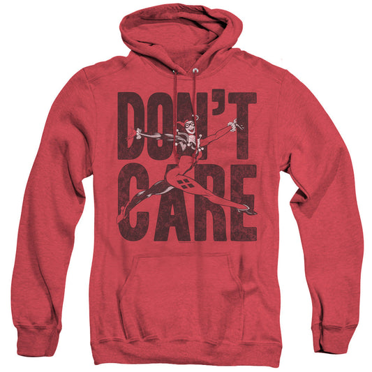 Justice League Don’t Care Heather Mens Hoodie Red Officially Licensed