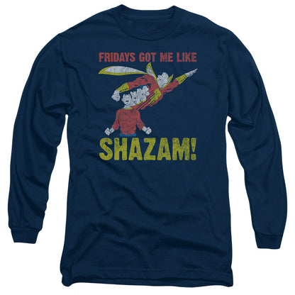 Jla Fridays Got Me Like Mens Long Sleeve Shirt Navy Officially Licensed