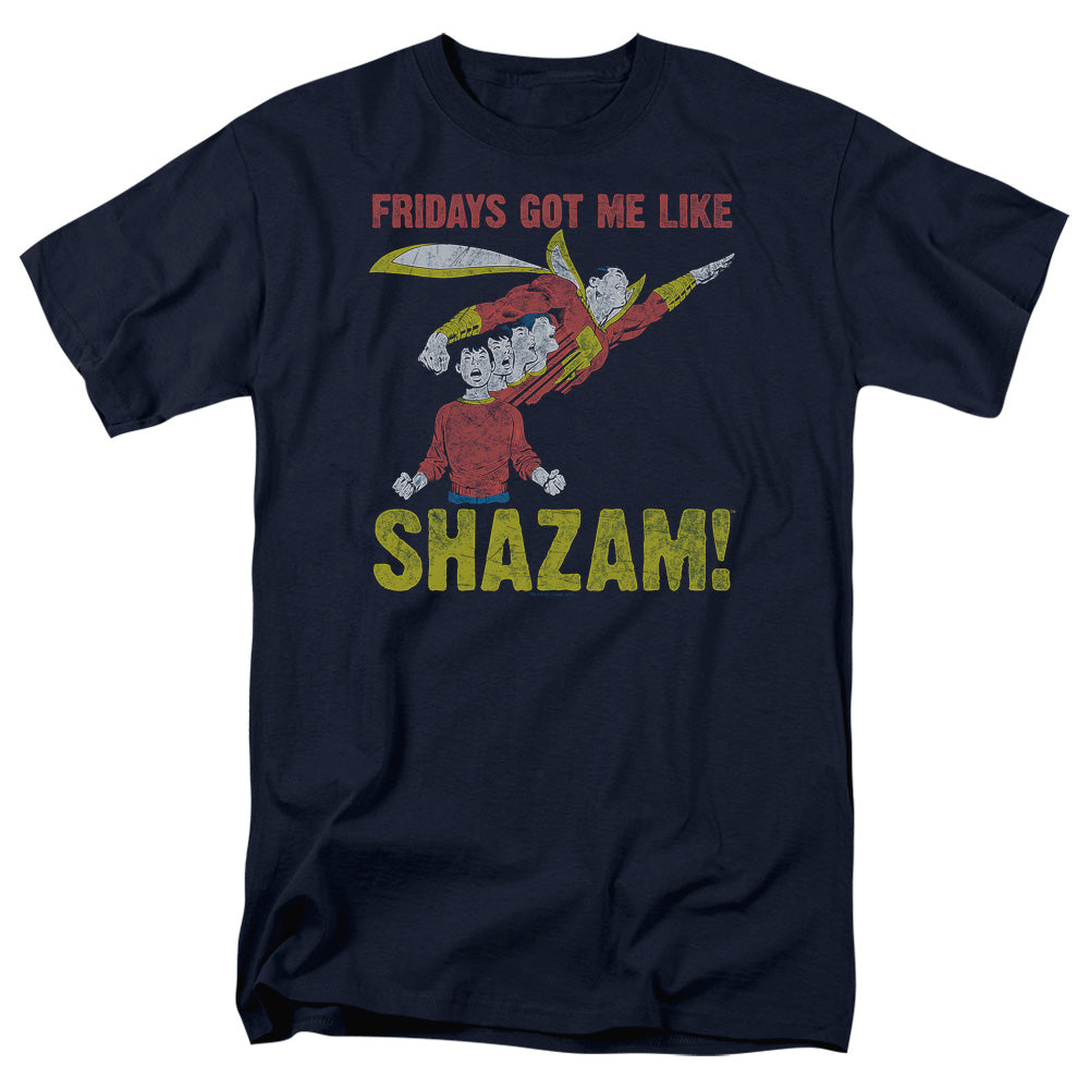 Justice League Of America Fridays Got Me Like Mens T Shirt Navy Officially Licensed