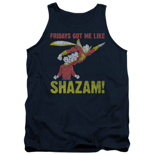 Justice League Fridays Got Me Like Mens Tank Top Shirt Navy Blue Blue Officially Licensed