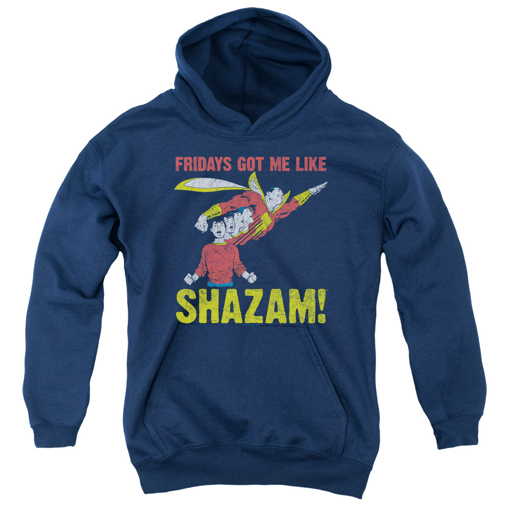 Justice League Fridays Got Me Like Kids Youth Hoodie Navy Blue Blue Officially Licensed