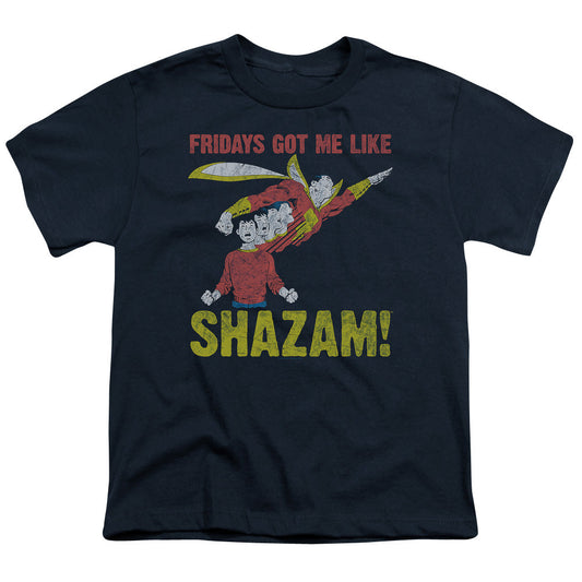 Justice League Fridays Got Me Like Kids Youth T Shirt Navy Blue Blue Officially Licensed