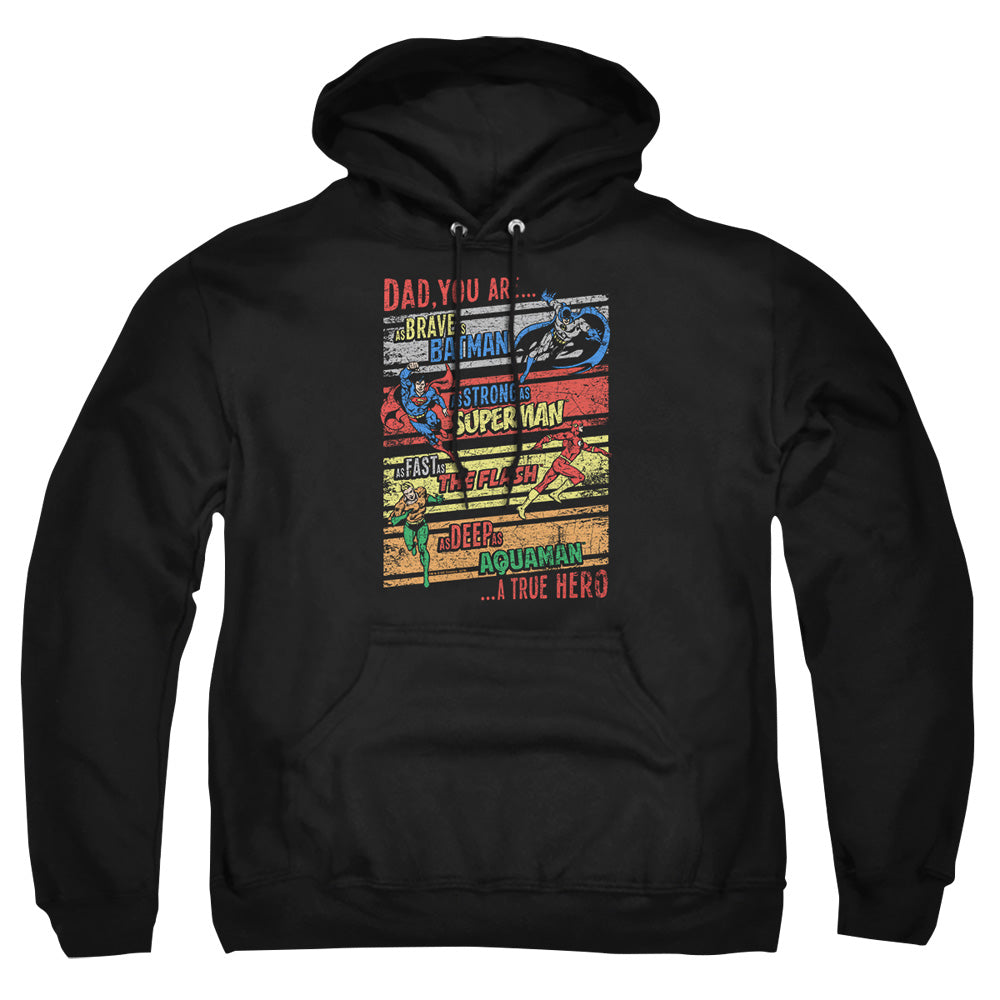 Justice League Of America A True Hero Mens Hoodie Black Officially Licensed