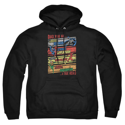 Justice League Of America A True Hero Mens Hoodie Black Officially Licensed