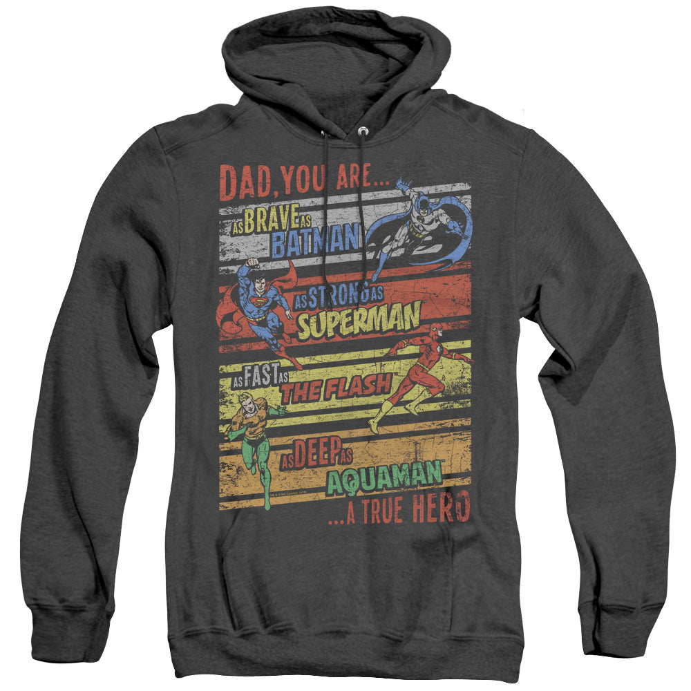 Justice League a True Hero Heather Mens Hoodie Black Officially Licensed