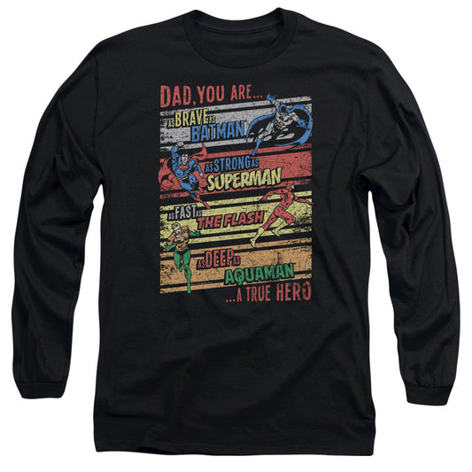 Justice League a True Hero Mens Long Sleeve Shirt Black Officially Licensed