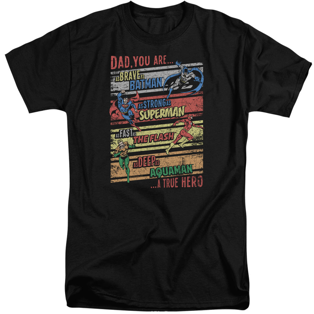 Justice League Of America A True Hero Mens Tall T Shirt Black Officially Licensed
