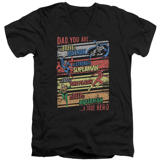 Justice League a True Hero Mens Slim Fit V-Neck T Shirt Black Officially Licensed
