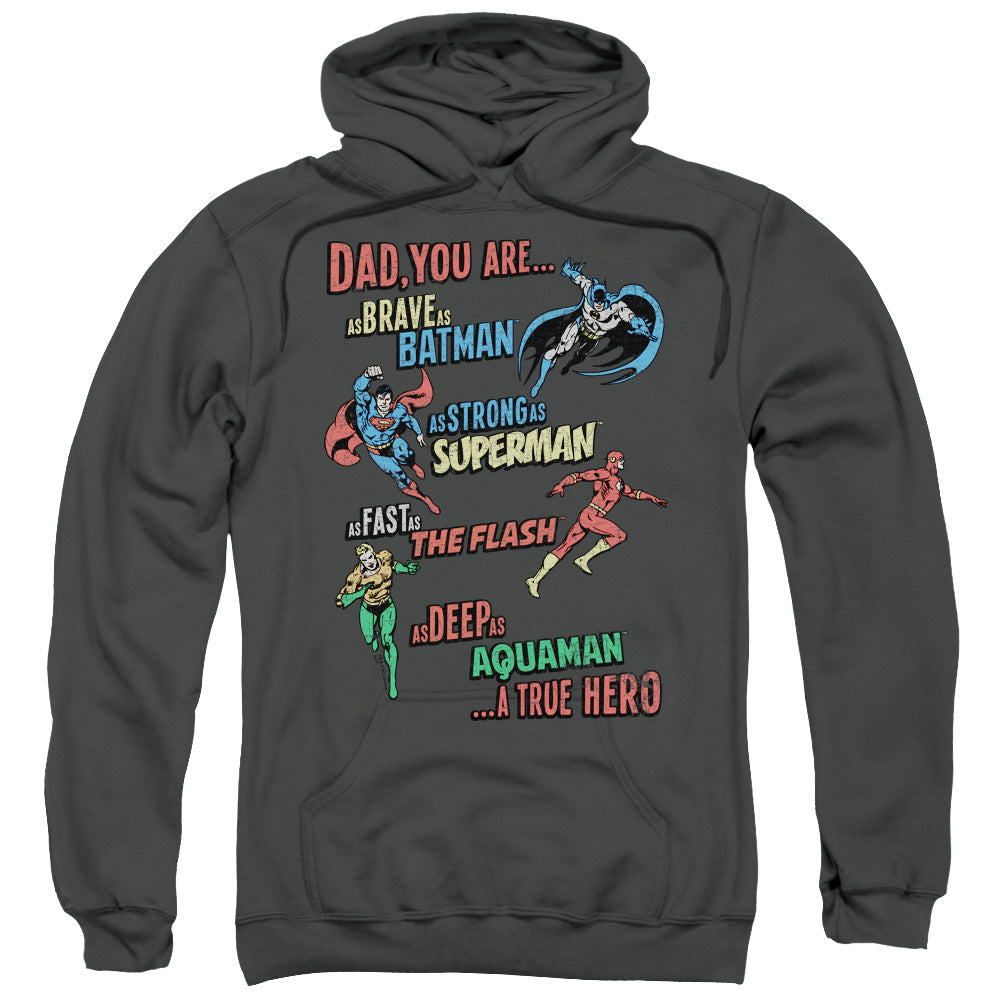 Justice League Dad Hero Mens Hoodie Charcoal Officially Licensed