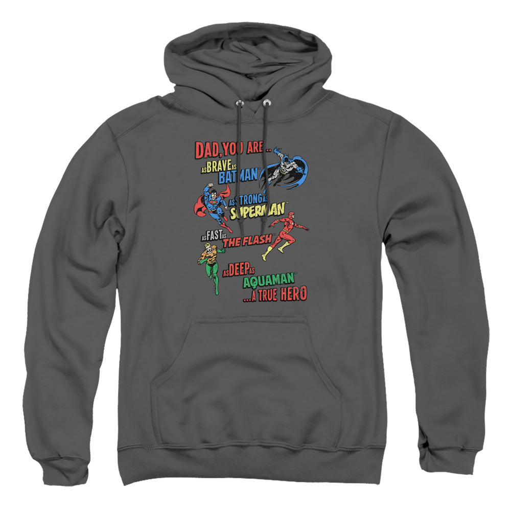 Justice League Of America Dad Hero Mens Hoodie Charcoal Officially Licensed