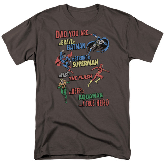 Justice League Of America Dad Hero Mens T Shirt Charcoal Officially Licensed