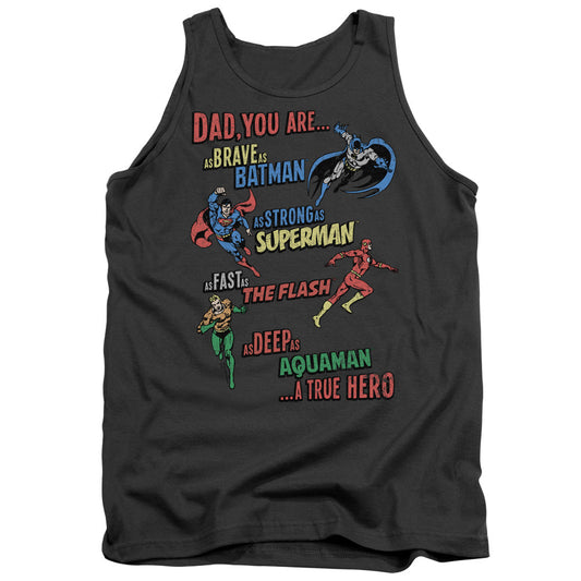 Justice League Dad Hero Mens Tank Top Shirt Charcoal Officially Licensed
