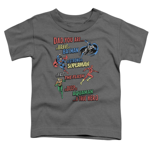 Justice League Dad Hero Toddler Kids Youth T Shirt Charcoal Officially Licensed