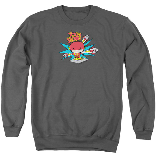 Dc Flash Too Slow Mens Crewneck Sweatshirt Charcoal Officially Licensed