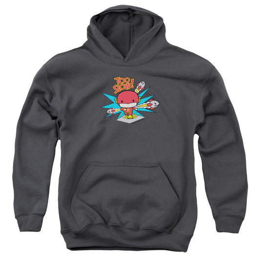 Dc Flash Too Slow Kids Youth Hoodie Charcoal Officially Licensed