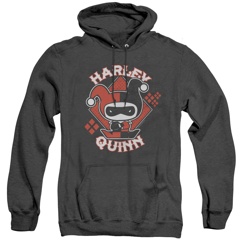 Justice League Harley Chibi Heather Mens Hoodie Black Officially Licensed